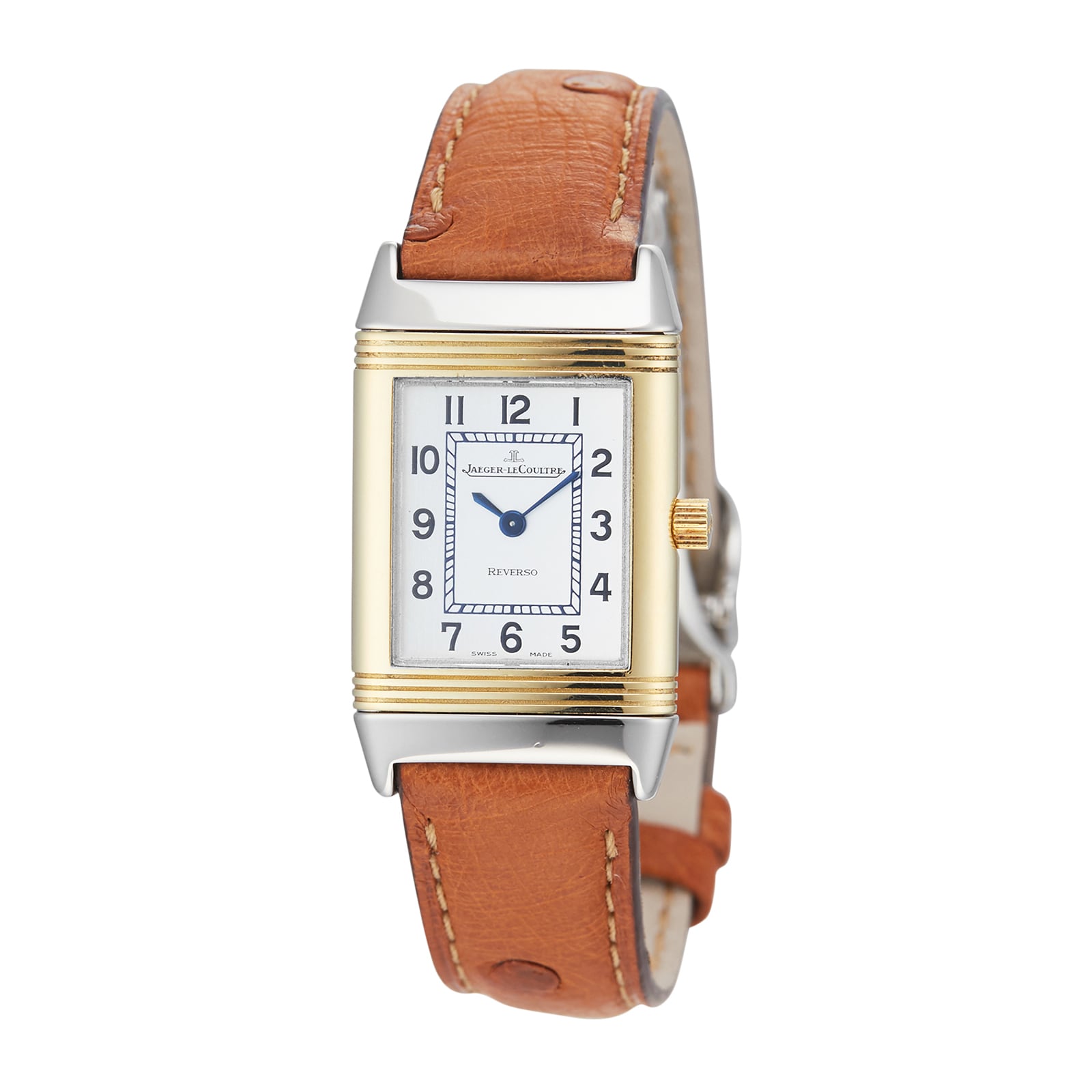 Pre Owned Jaeger LeCoultre Reverso Classic Silver Steel and Yellow Gold Ladies Watch Q2615420