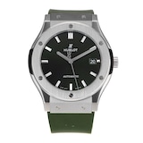 Pre-Owned Hublot Pre-Owned Hublot Classic Fusion Titanium Green Mens Watch 511.NX.8970.LR