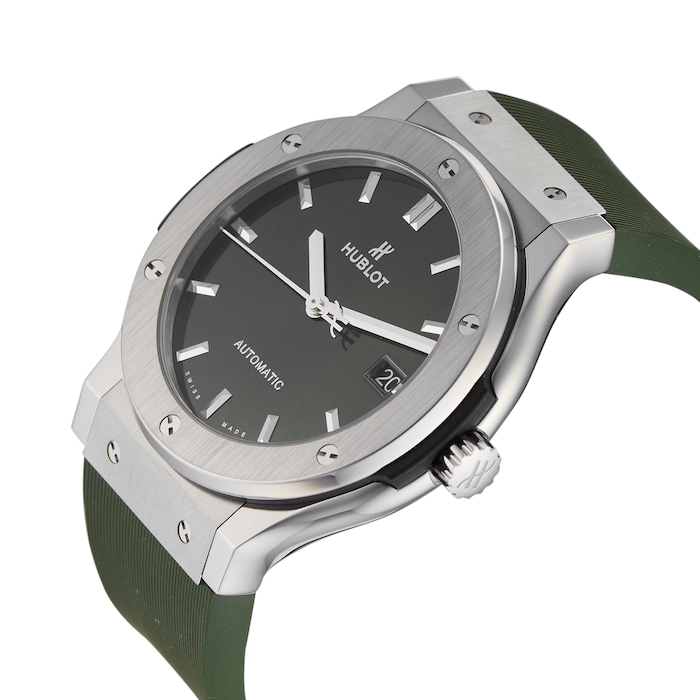 Pre-Owned Hublot Pre-Owned Hublot Classic Fusion Titanium Green Mens Watch 511.NX.8970.LR