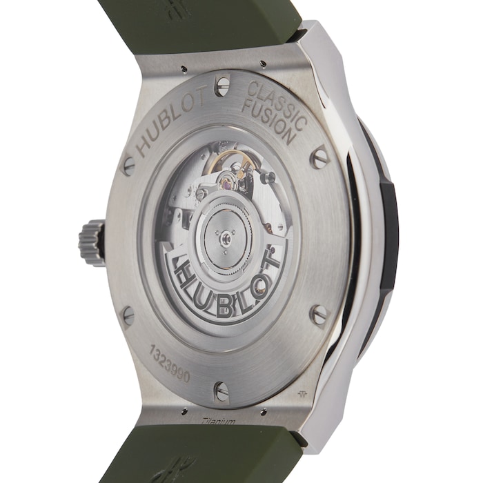 Pre-Owned Hublot Pre-Owned Hublot Classic Fusion Titanium Green Mens Watch 511.NX.8970.LR