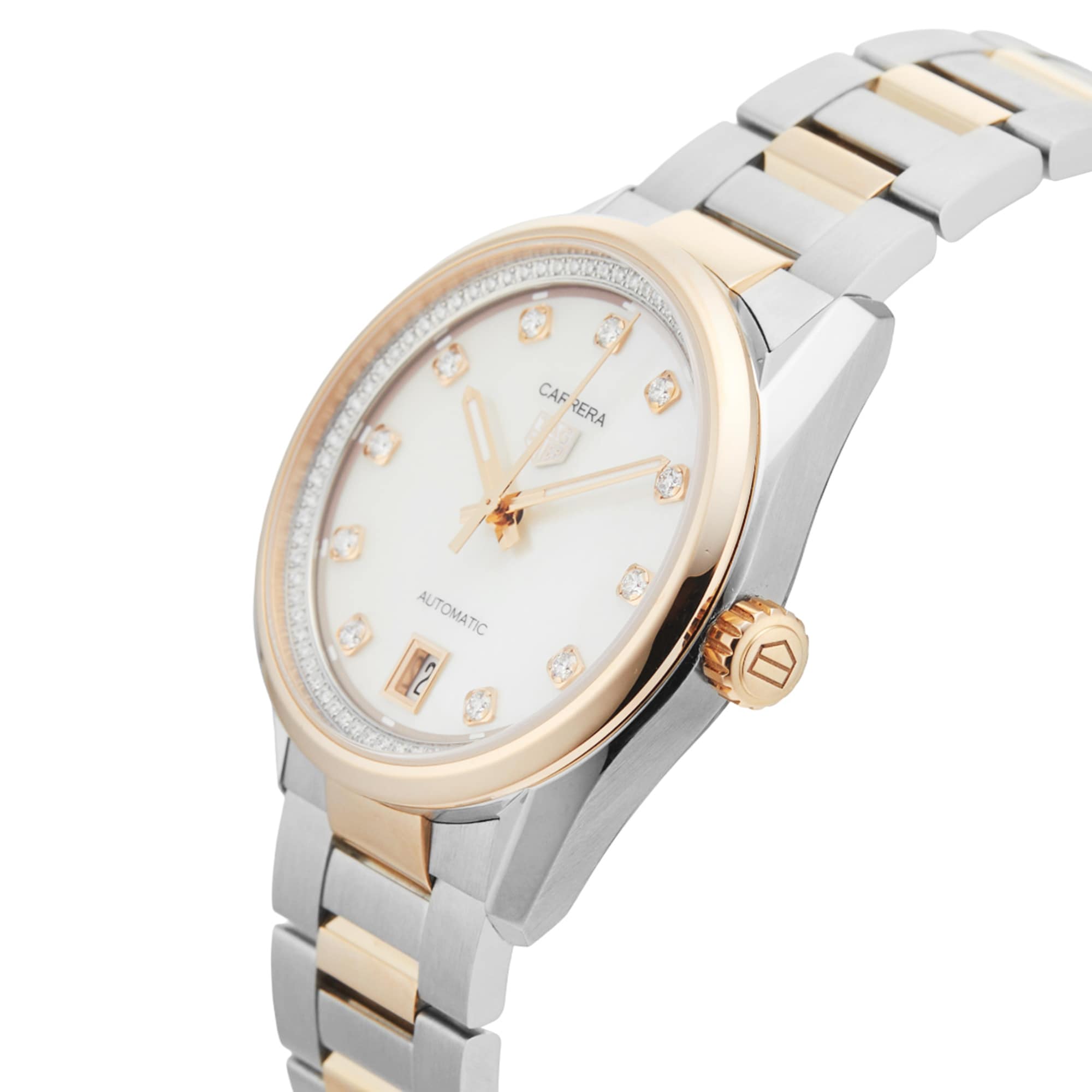 Pre-Owned TAG Heuer Carrera Date 36mm Stainless Steel and Rose Gold Pre-Owned TAG Heuer Carrera Date 36mm Stainless Steel and Rose Gold