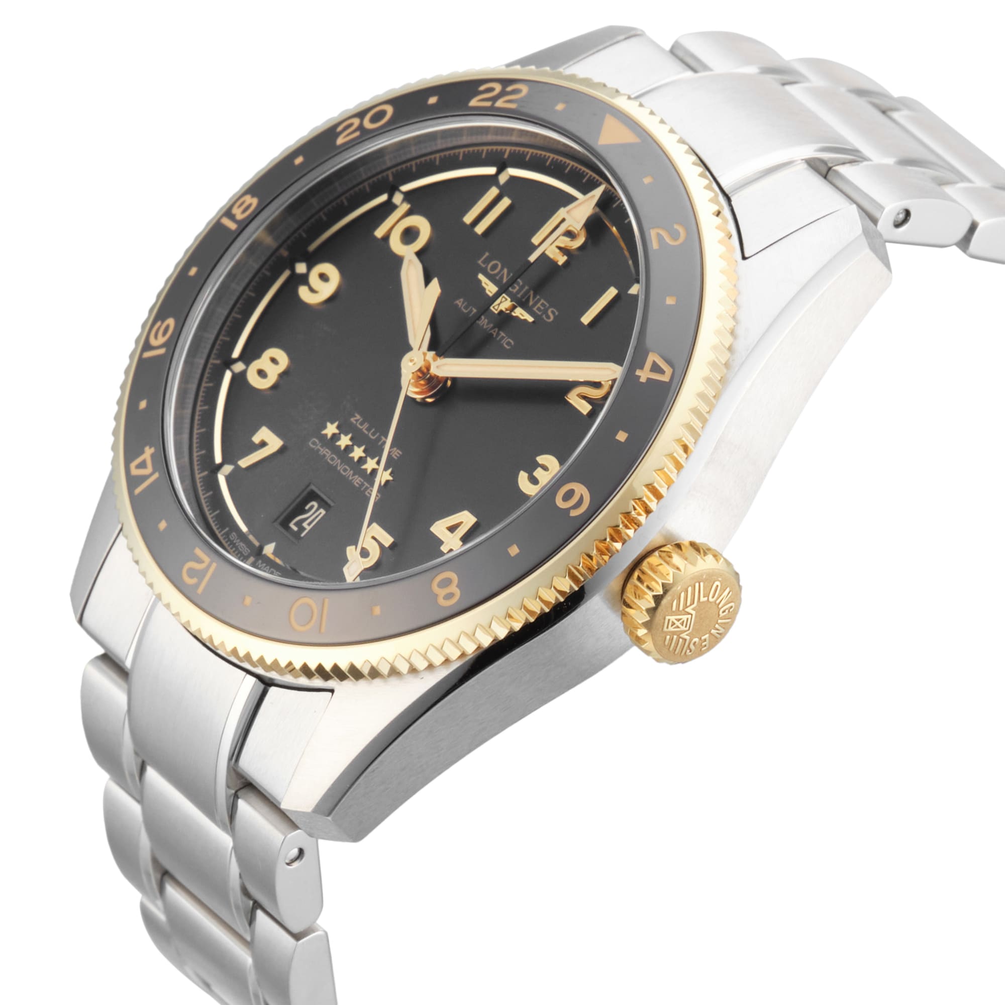 Pre-Owned Longines Longines Spirit Zulu Time 39mm Stainless Steel and Yellow Gold Pre-Owned Longines Longines Spirit Zulu Time 39mm Stainless Steel and Yellow Gold