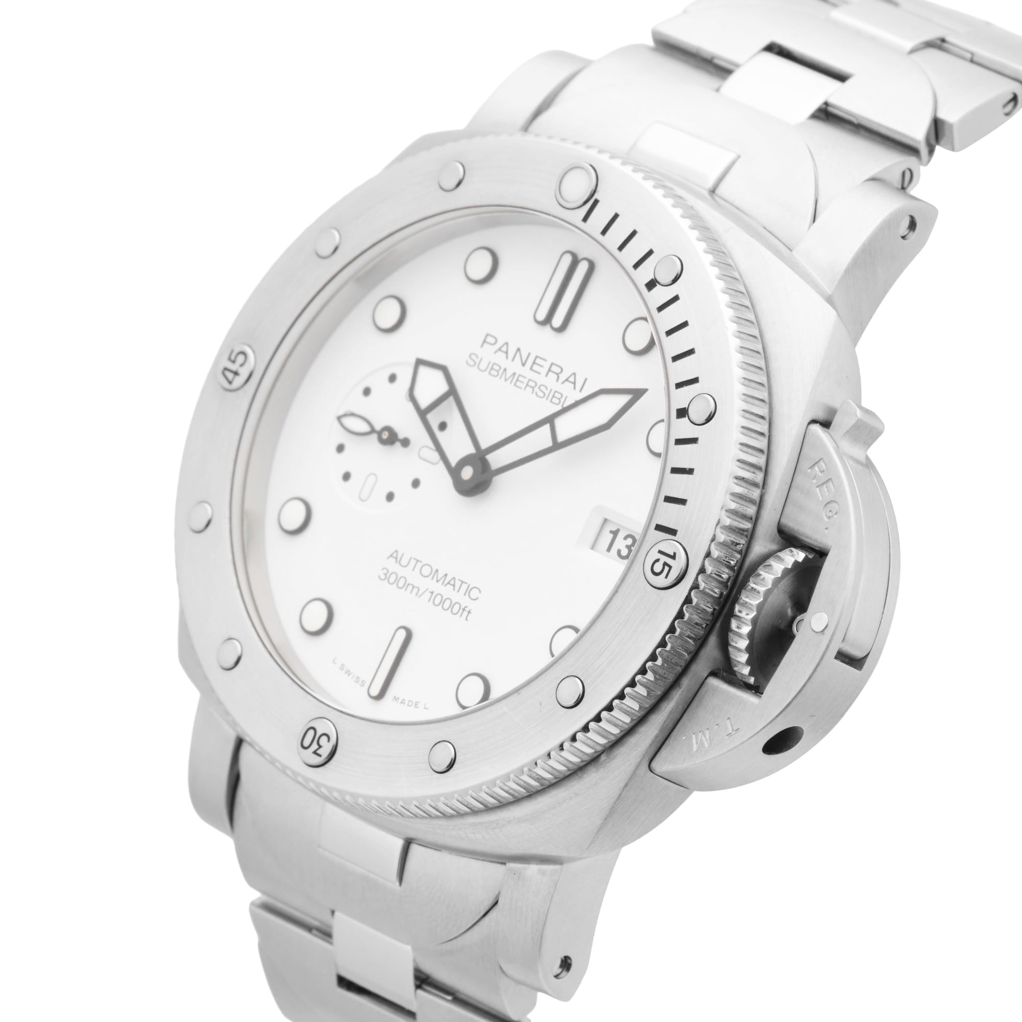 Pre-Owned Panerai Submersible QuarantaQuattro Bianco 44mm Stainless Steel PAM01226 Pre-Owned Panerai Submersible QuarantaQuattro Bianco 44mm Stainless Steel PAM01226