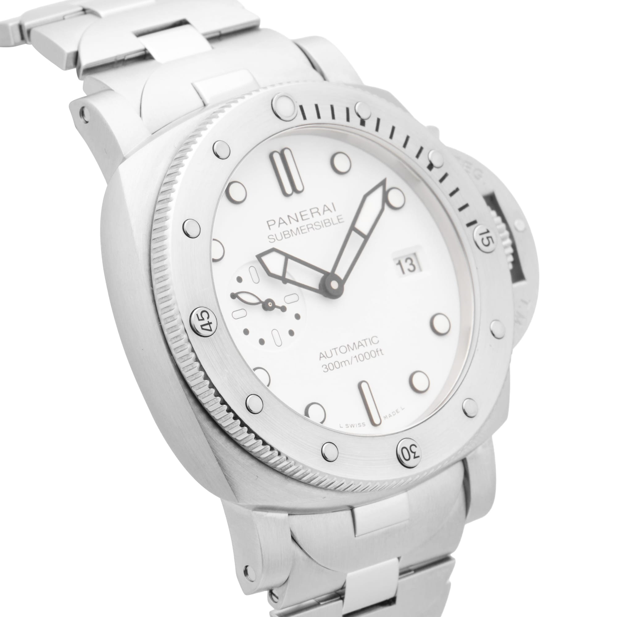 Pre-Owned Panerai Submersible QuarantaQuattro Bianco 44mm Stainless Steel PAM01226