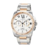 Pre-Owned Cartier Pre-Owned Cartier Calibre De Cartier Silver Steel and Rose Gold Mens Watch W7100042