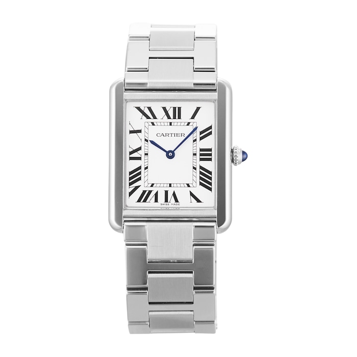 Pre-Owned Cartier Pre-Owned Cartier Tank Large Model Silver Steel Mens Watch W5200014