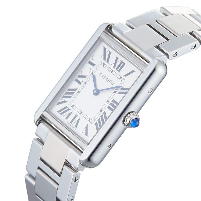 Pre-Owned Cartier Pre-Owned Cartier Tank Large Model Silver Steel Mens Watch W5200014