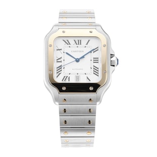 Pre-Owned Cartier Santos 39.8mm Stainless Steel and Yellow Gold