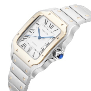 Pre-Owned Cartier Santos 39.8mm Stainless Steel and Yellow Gold