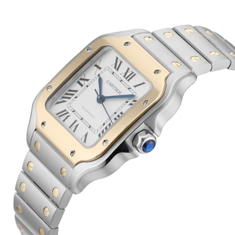 Pre-Owned Cartier Santos De 35.1mm Stainless Steel and Yellow Gold