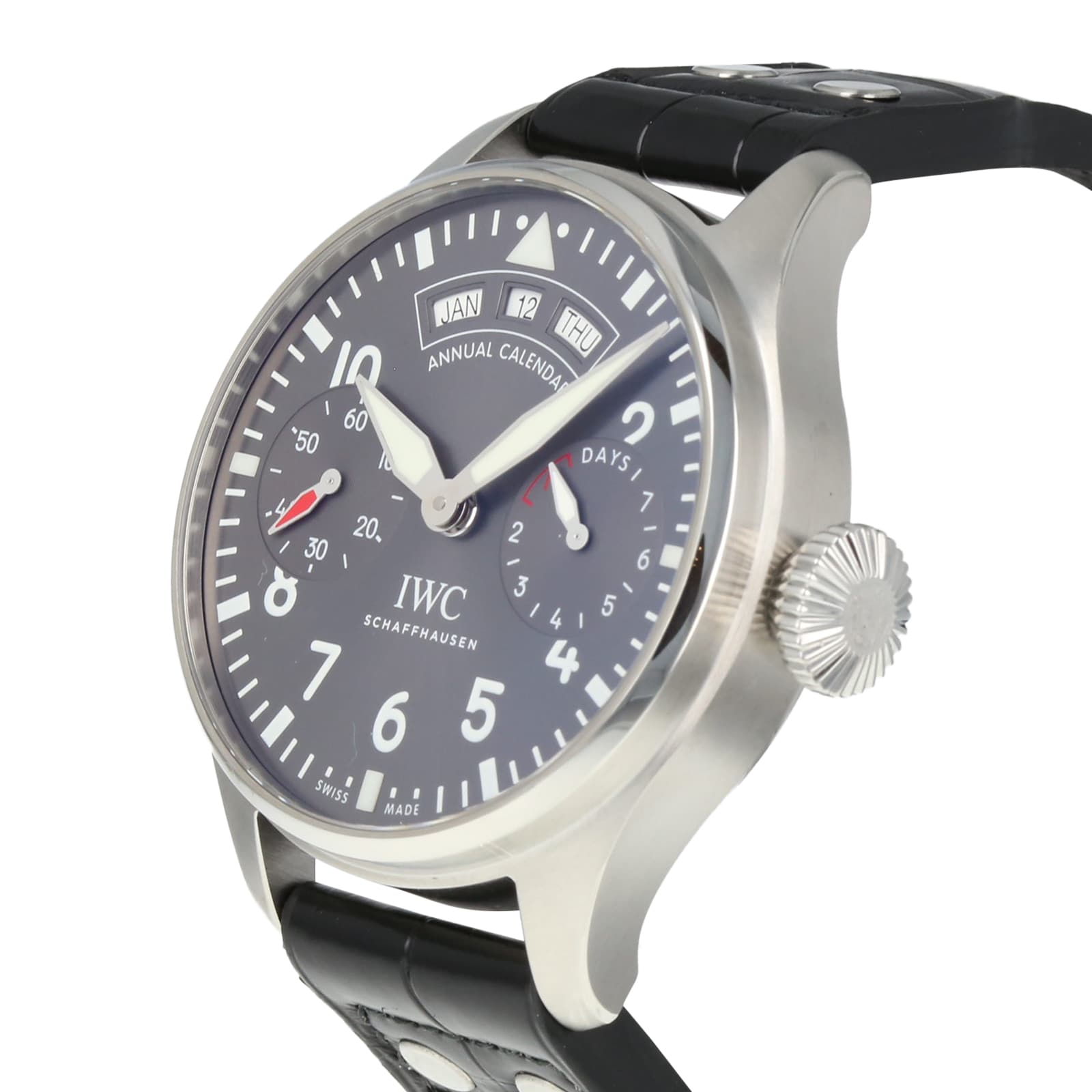 Pre-Owned IWC Big Pilots Watch Annual Calendar Spitfire Slate Steel Mens Watch IW502702 Pre-Owned IWC Big Pilots Watch Annual Calendar Spitfire Slate Steel Mens Watch IW502702
