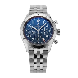 Pre-Owned Breitling Super AVI B04 Chronograph GMT 46mm Tribute to Vought F4U Corsair Stainless Steel AB04451A1C1A1