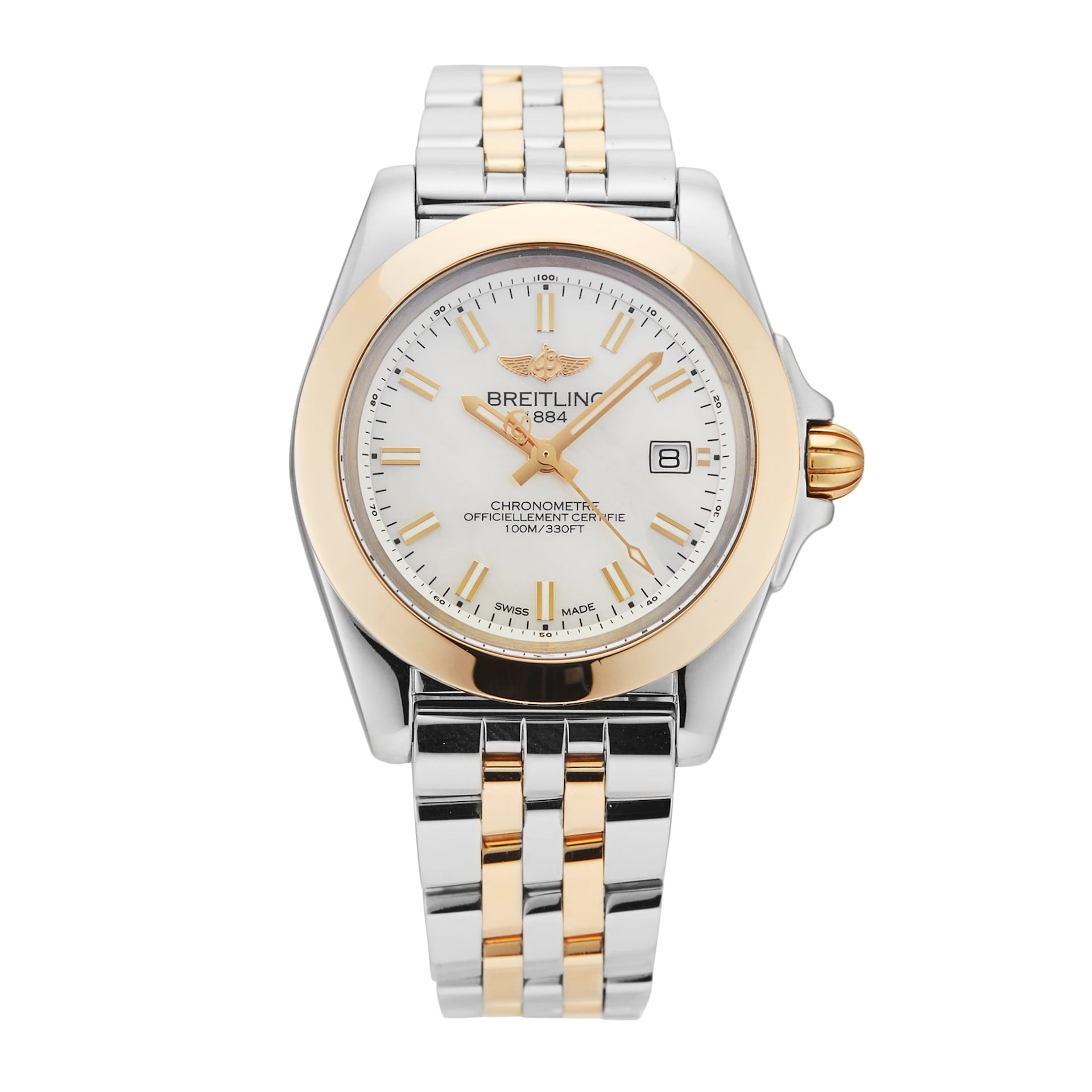 Pre-Owned Breitling Galactic 32mm Sleek Stainless Steel and Rose Gold Pre-Owned Breitling Galactic 32mm Sleek Stainless Steel and Rose Gold