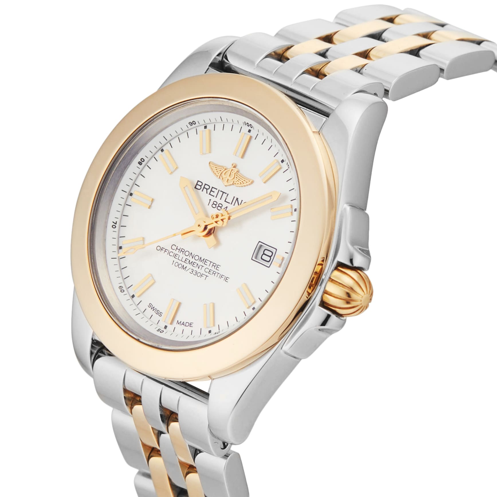 Pre-Owned Breitling Galactic 32mm Sleek Stainless Steel and Rose Gold