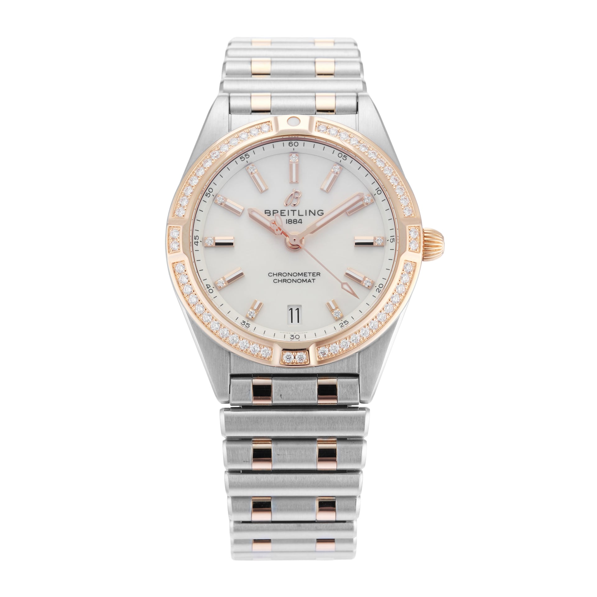 Pre-Owned Breitling Chronomat 32mm Stainless Steel and Rose Gold Pre-Owned Breitling Chronomat 32mm Stainless Steel and Rose Gold