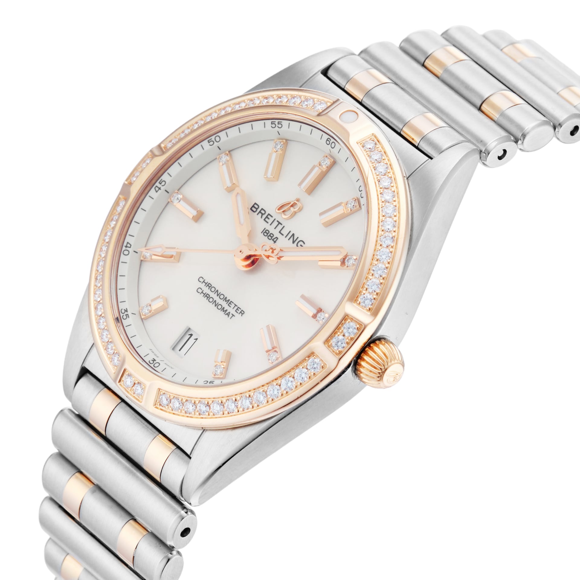 Pre-Owned Breitling Chronomat 32mm Stainless Steel and Rose Gold Pre-Owned Breitling Chronomat 32mm Stainless Steel and Rose Gold