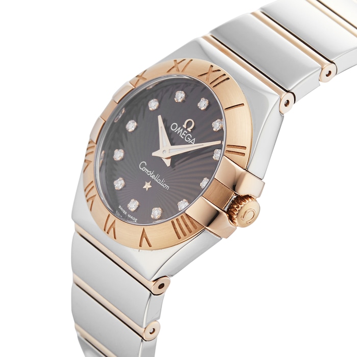 Pre-Owned Omega Pre-Owned Omega Constellation Brown Steel and Rose Gold Ladies Watch 123.20.27.60.63.002