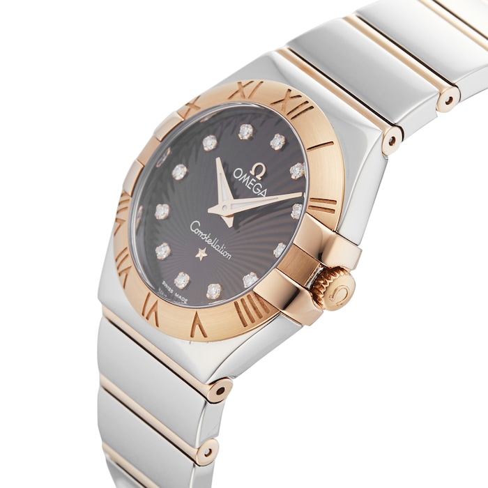 Pre-Owned Omega Constellation Brown Steel and Rose Gold Ladies Watch 123.20.27.60.63.002