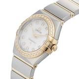 Pre-Owned Omega Pre-Owned Omega Constellation White Mother of Pearl Steel and Yellow Gold Ladies Watch 123.25.24.60.55.003