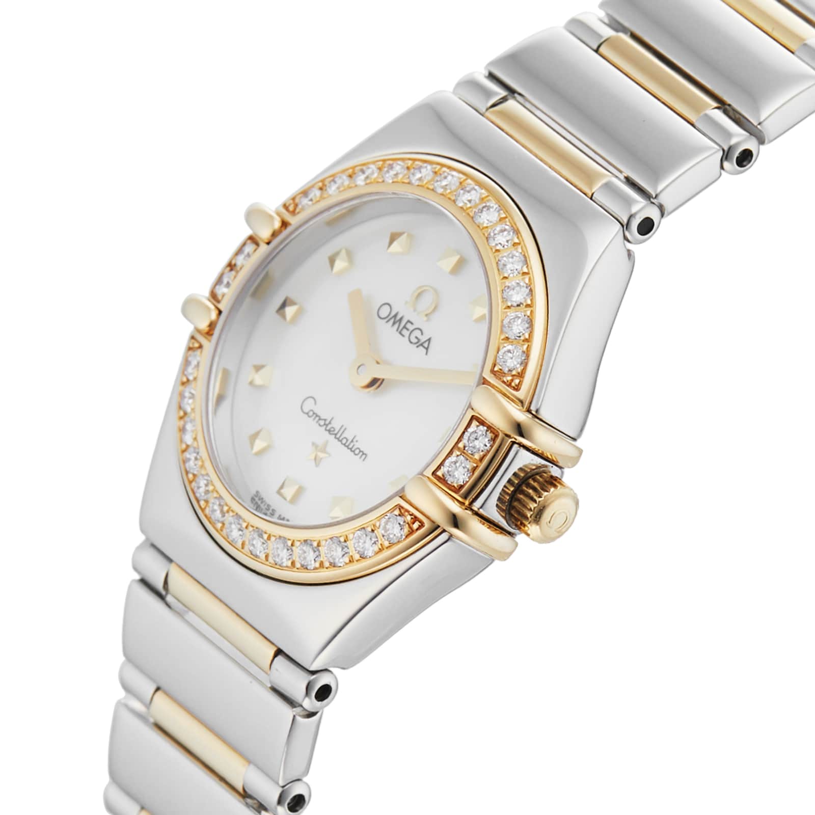 Pre-Owned Omega Constellation White Mother of Pearl Steel and Yellow Gold Ladies Watch 1365.71.00