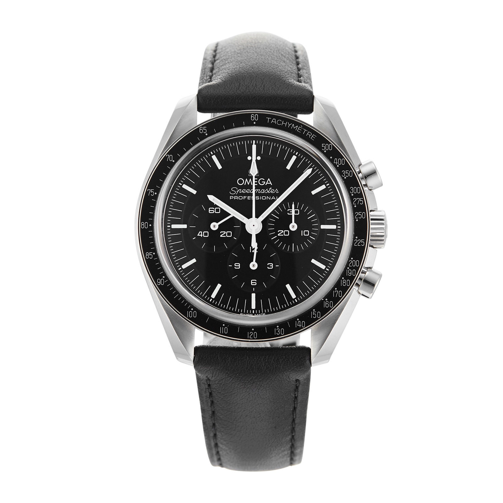 Omega speedmaster black leather strap sale