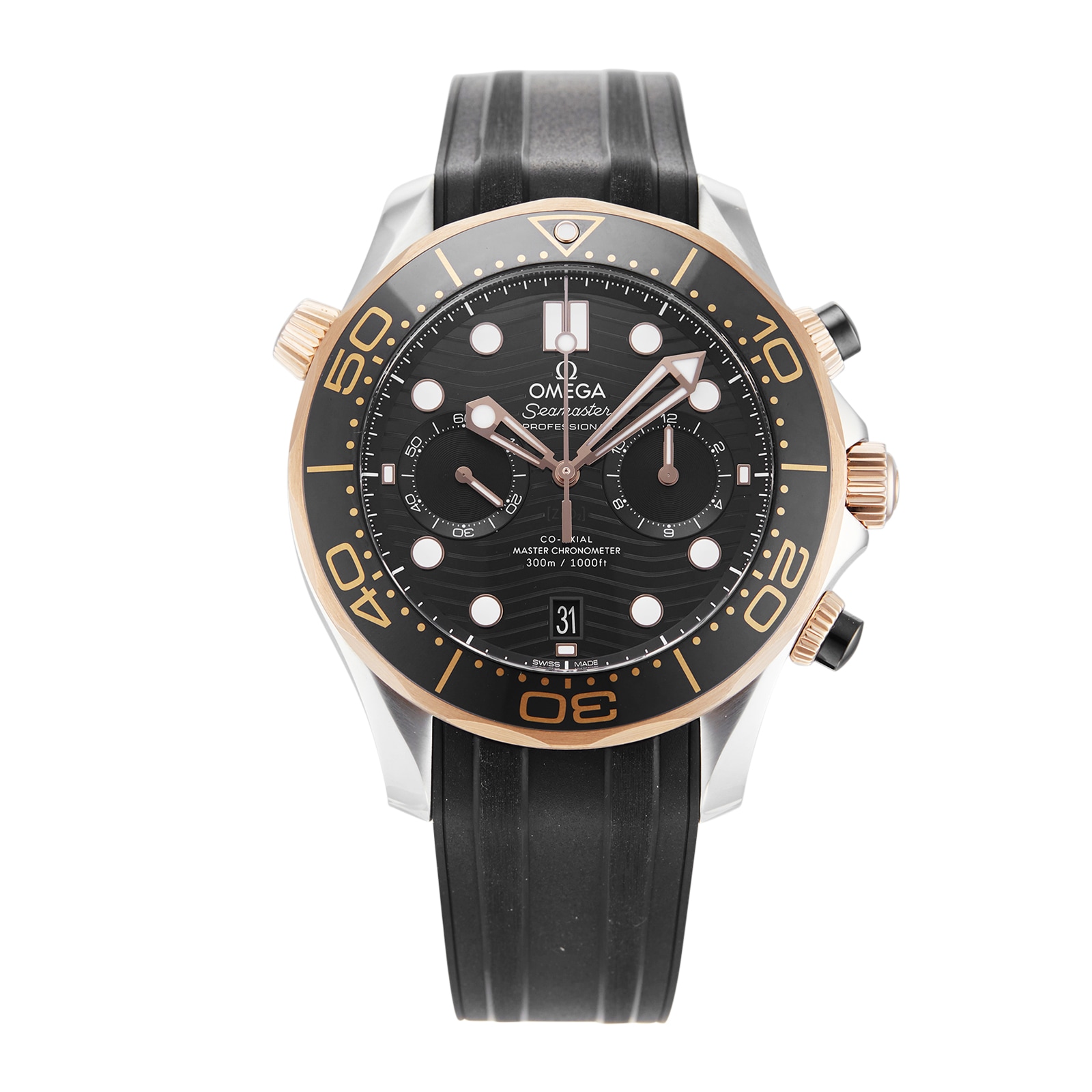 Omega seamaster rose hot sale gold rubber