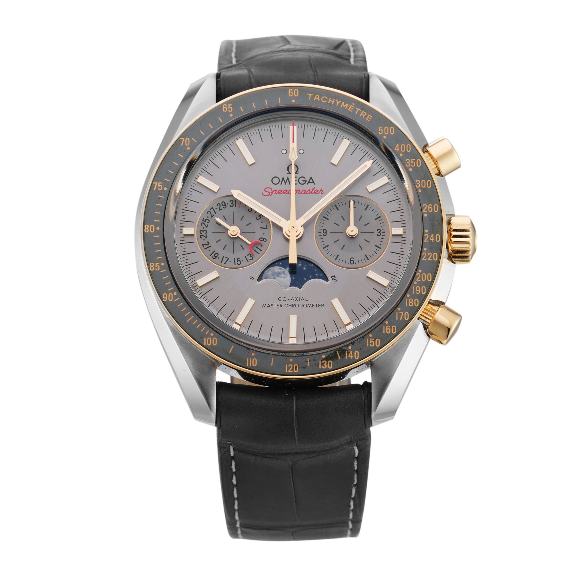 Pre-Owned Omega Speedmaster MoonPhase 44.25mm Stainless Steel and Yellow Gold