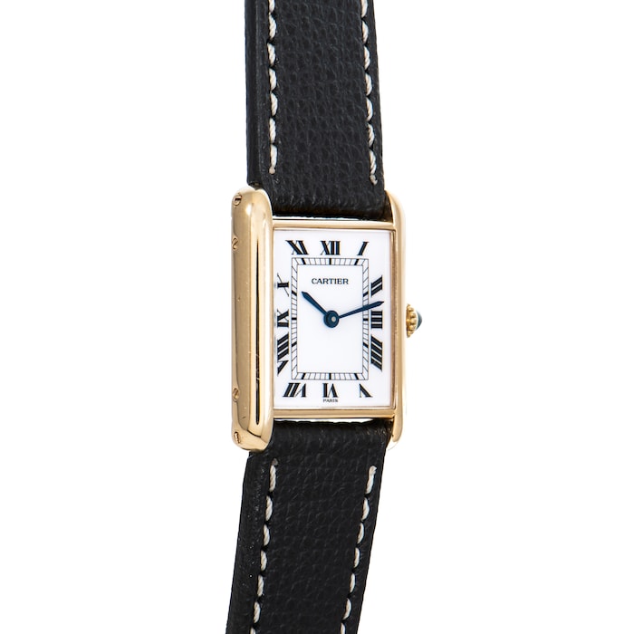 Cartier Tank Classic Paris Yellow Gold Black Strap Ladies Watch at