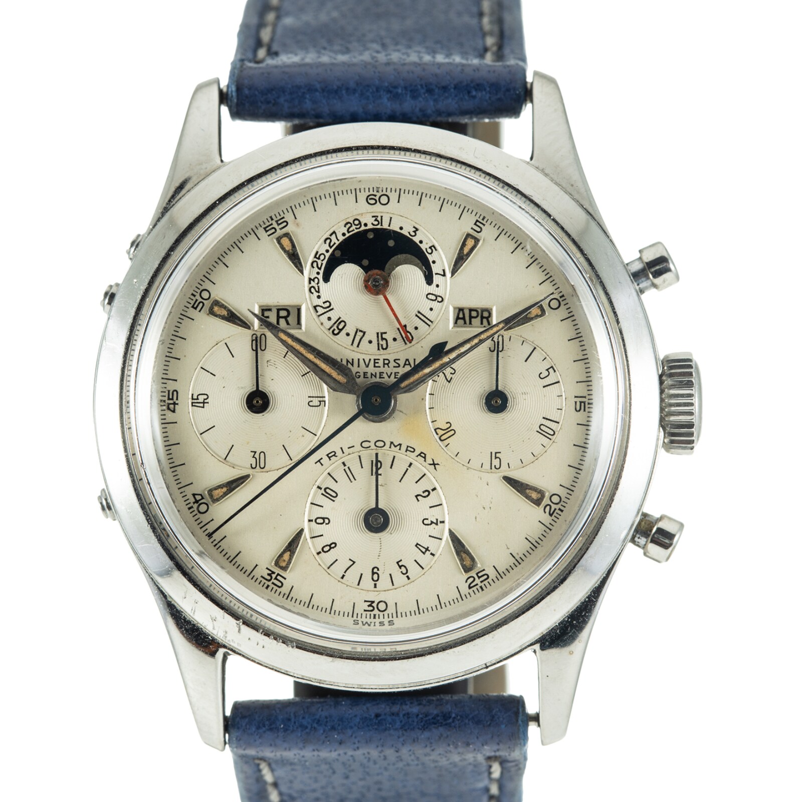 Pre-Owned Universal Geneve by Analog Shift Universal Geneve Tri-Compax Moonphase