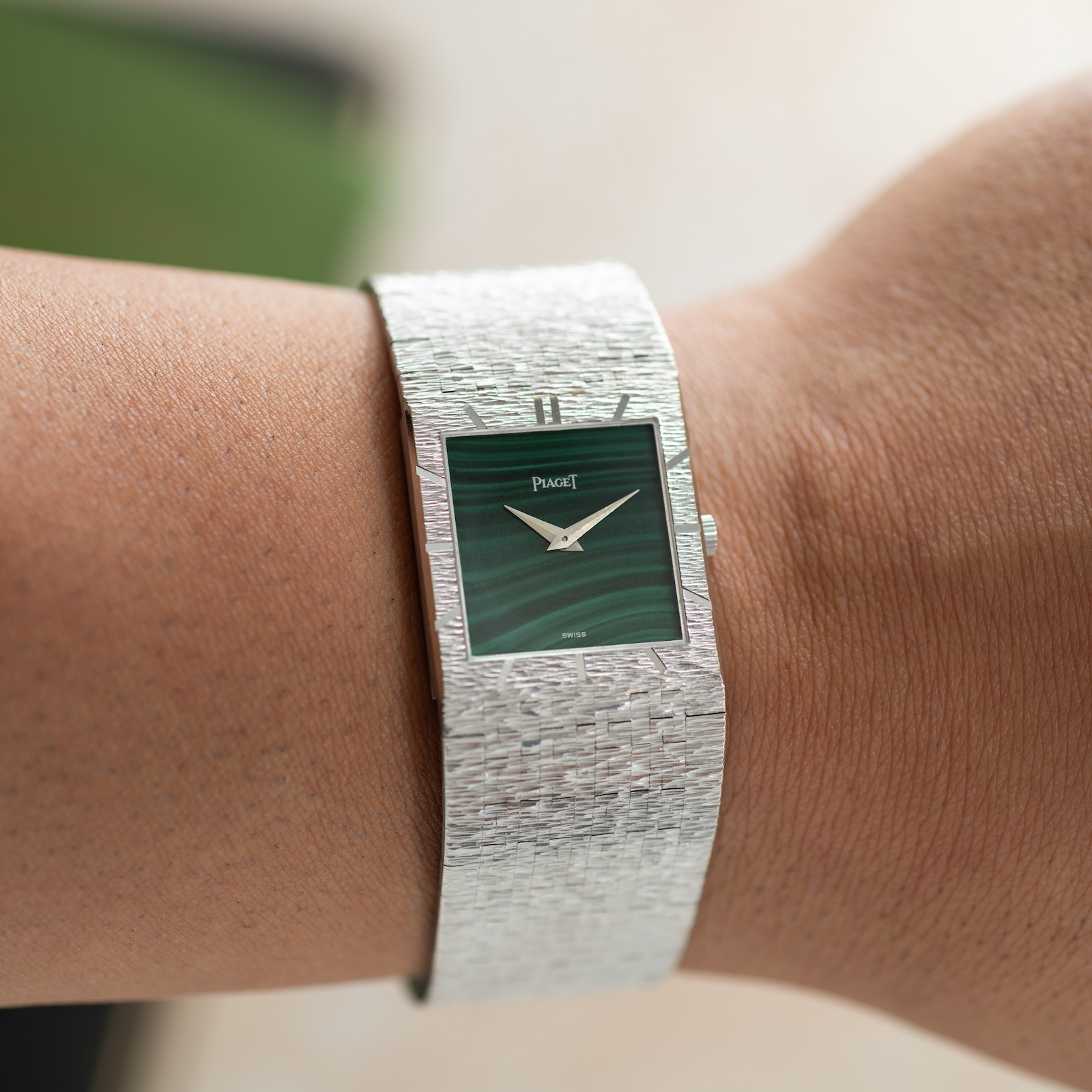 Pre-Owned Piaget White Gold 'Malachite' Dress Watch