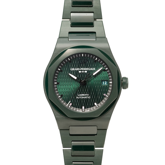 Pre-Owned Girard-Perregaux Girard Perregaux Laureato 38mm Green Ceramic Aston Martin Edition