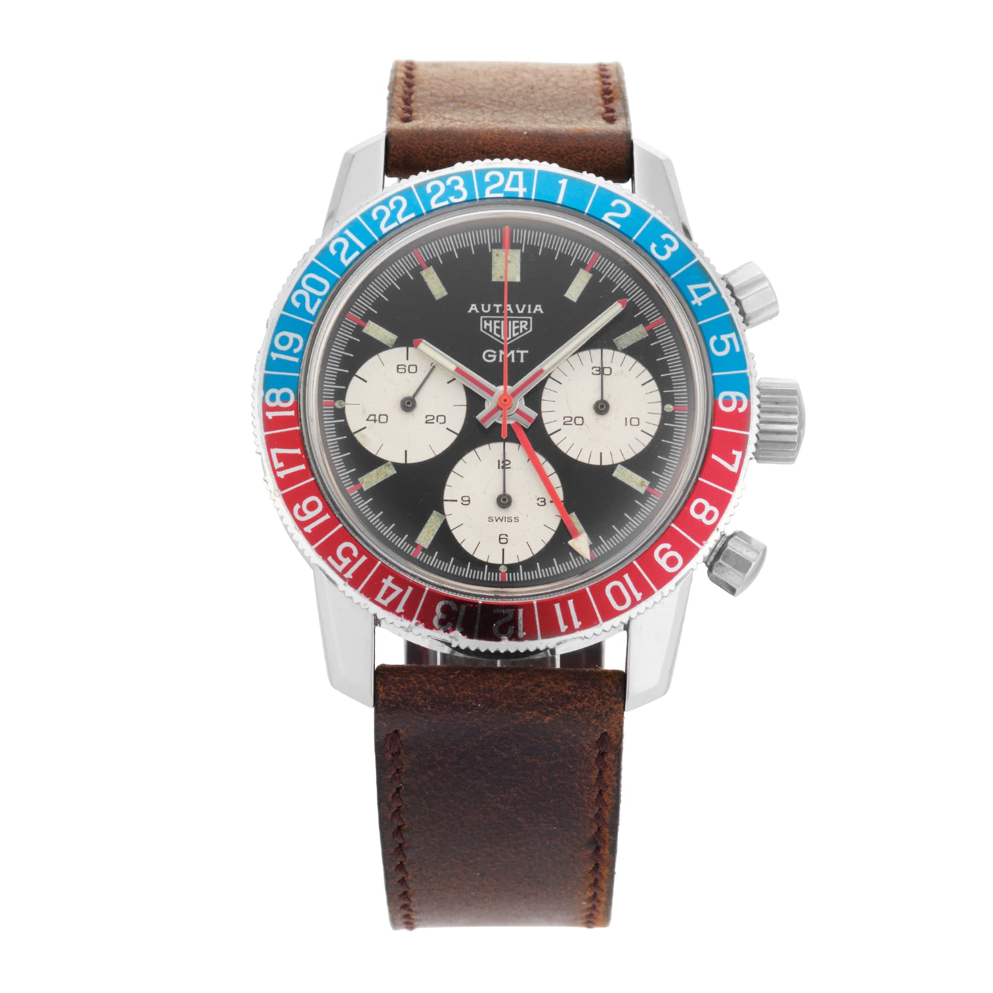 Vintage Heuer Autavia GMT 2446C 1970s 40mm Stainless Steel Vintage Heuer Autavia GMT 2446C 1970s 40mm Stainless Steel