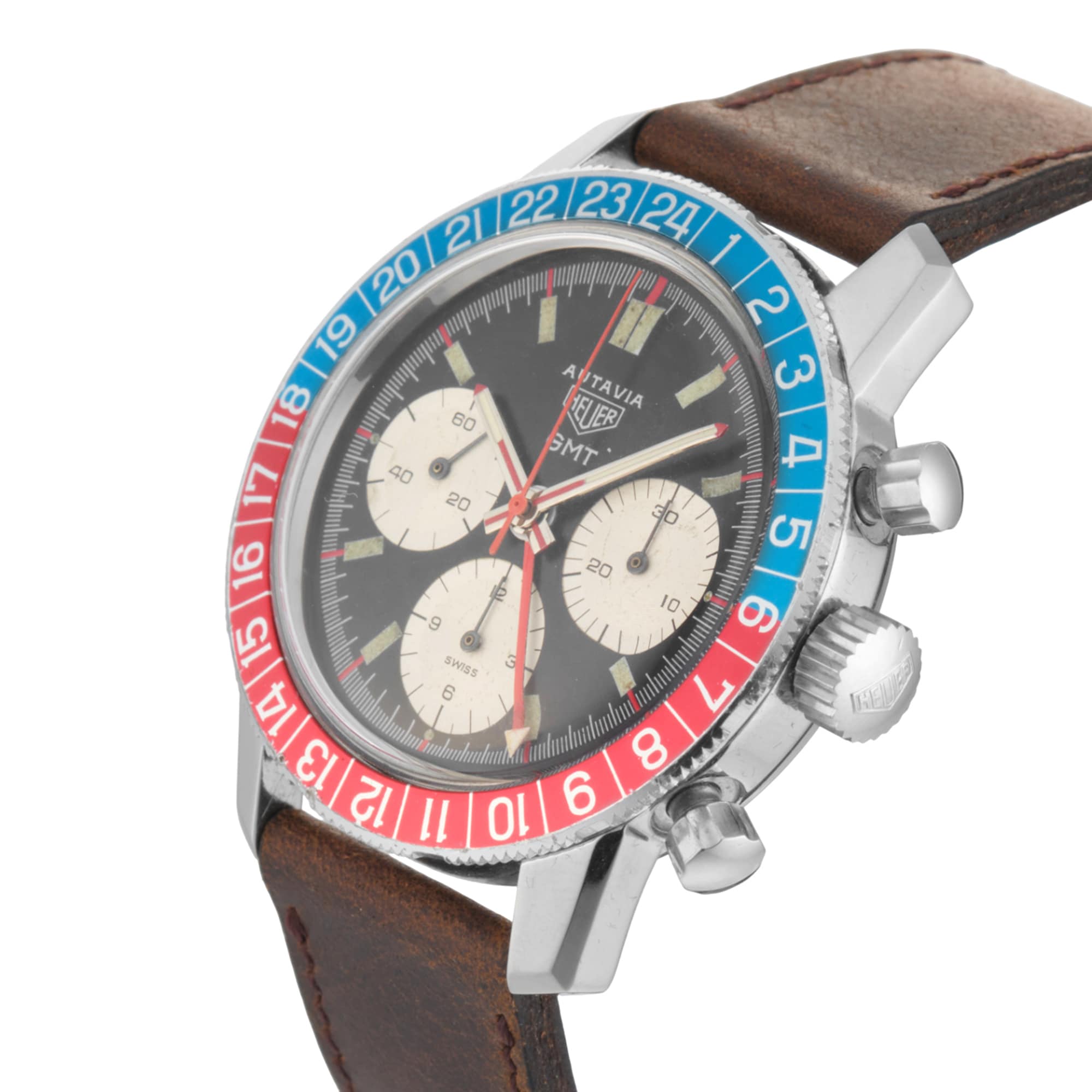 Vintage Heuer Autavia GMT 2446C 1970s 40mm Stainless Steel Vintage Heuer Autavia GMT 2446C 1970s 40mm Stainless Steel