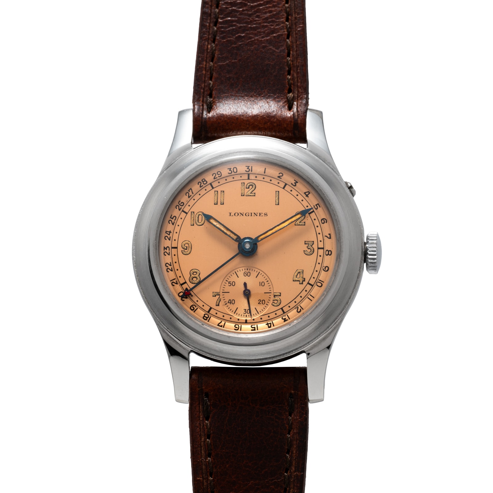 Pre-Owned Longines Salmon' Pointer Date