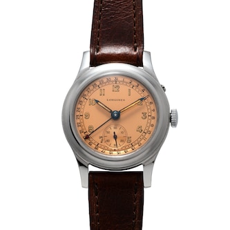 Pre-Owned Longines Salmon' Pointer Date