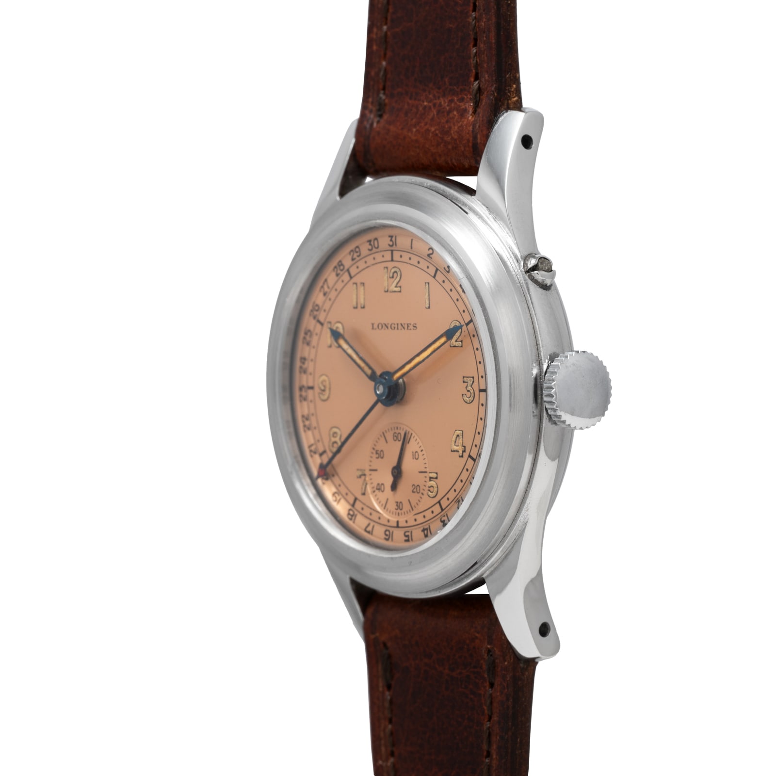 Pre-Owned Longines Salmon' Pointer Date