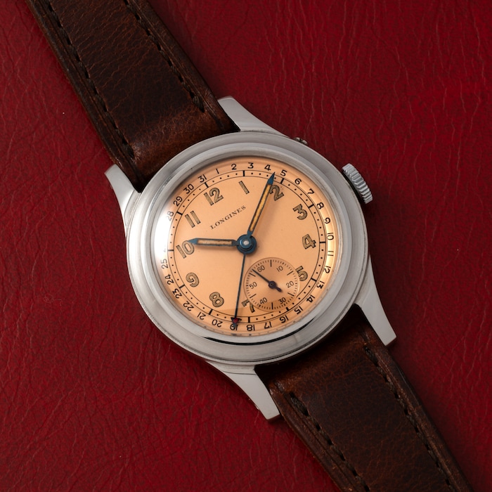 Pre-Owned Longines Salmon' Pointer Date