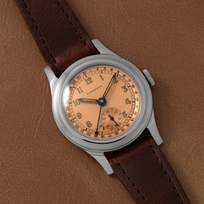 Pre-Owned Longines Salmon' Pointer Date