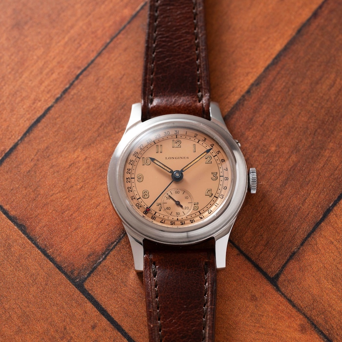 Pre-Owned Longines Salmon' Pointer Date