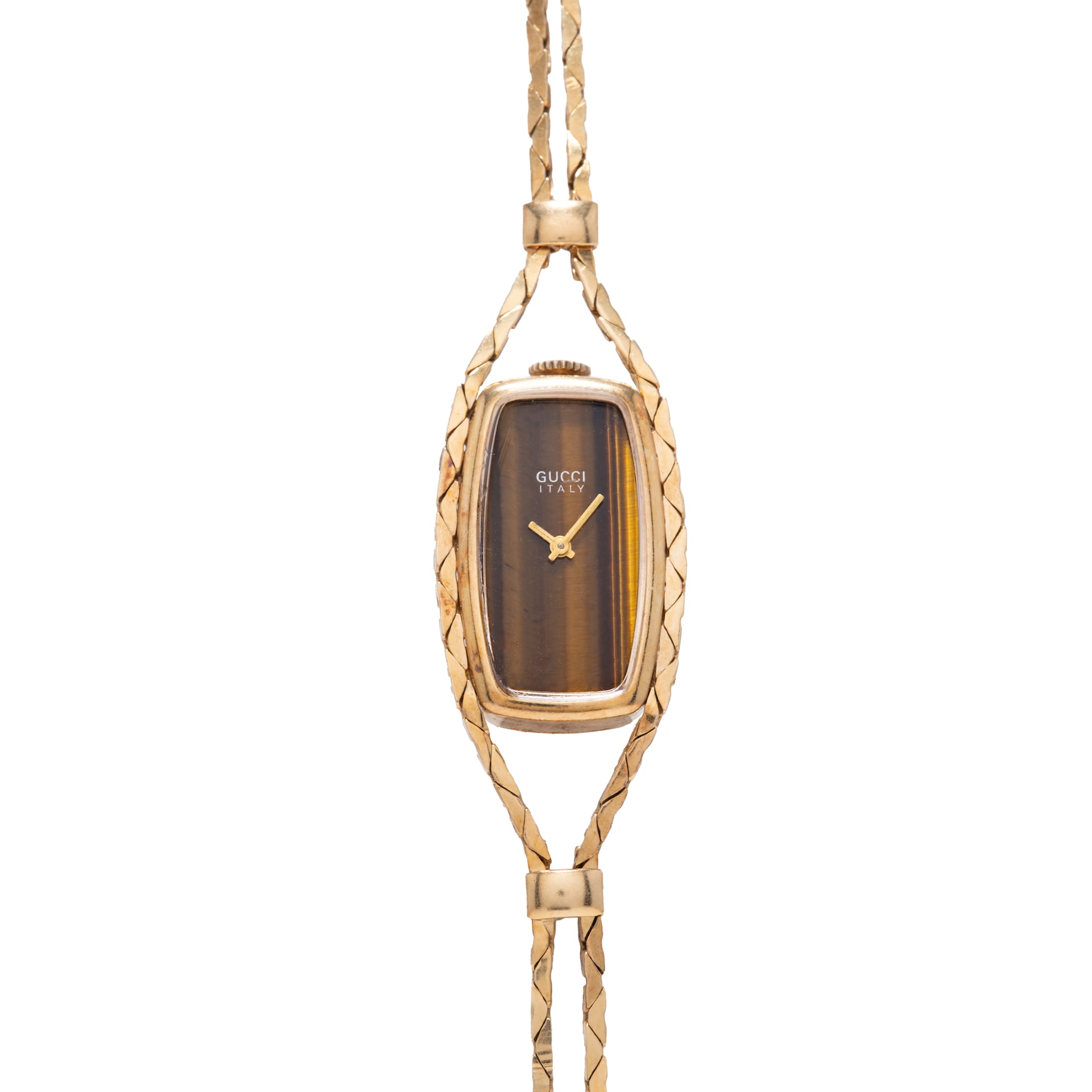 Pre-Owned Gucci Tiger's Eye Sautoir Timepiece Necklace