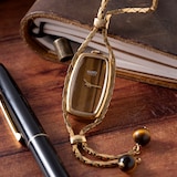 Pre-Owned Gucci Tiger's Eye Sautoir Timepiece Necklace