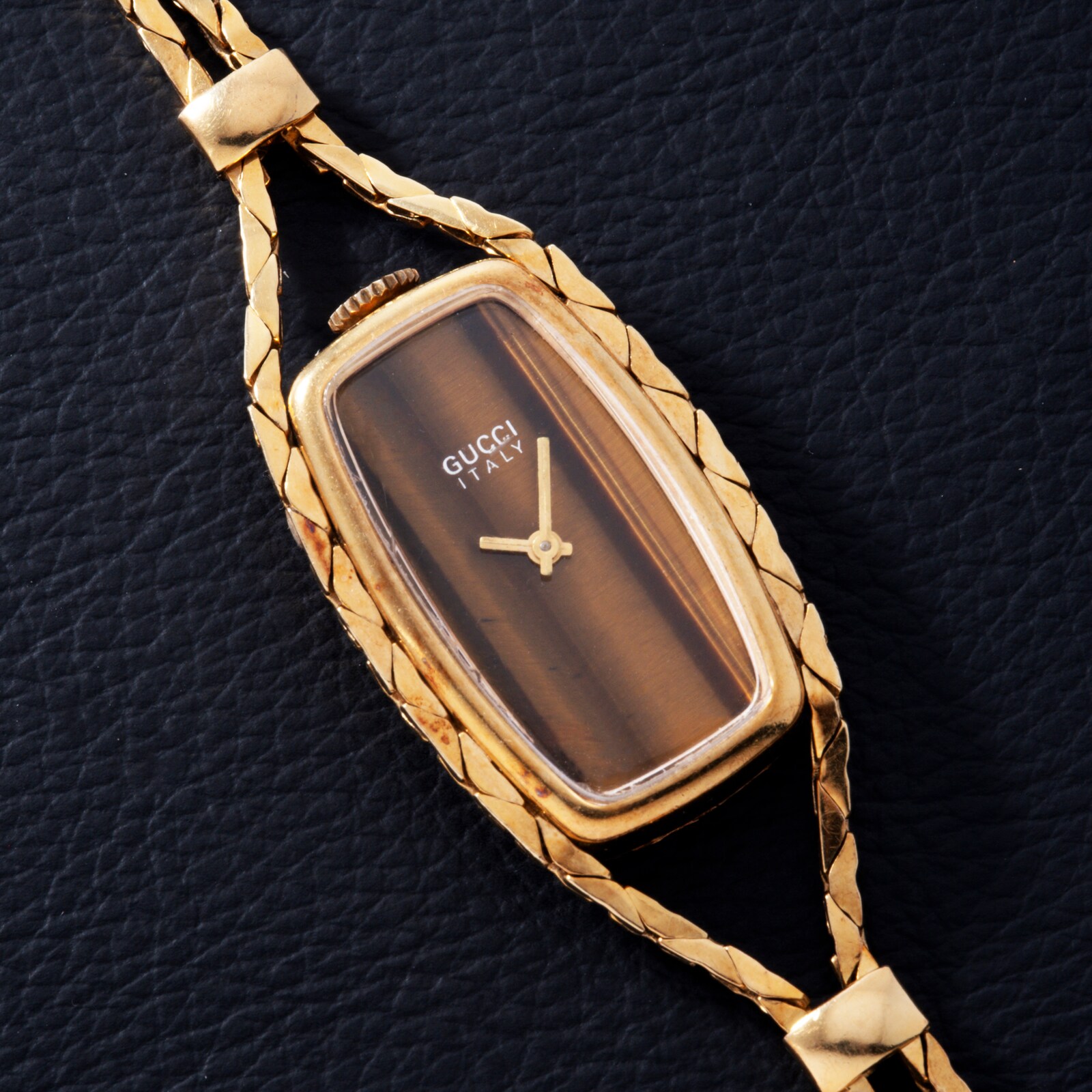 Pre-Owned Gucci Tiger's Eye Sautoir Timepiece Necklace