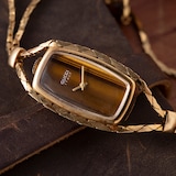 Pre-Owned Gucci Tiger's Eye Sautoir Timepiece Necklace