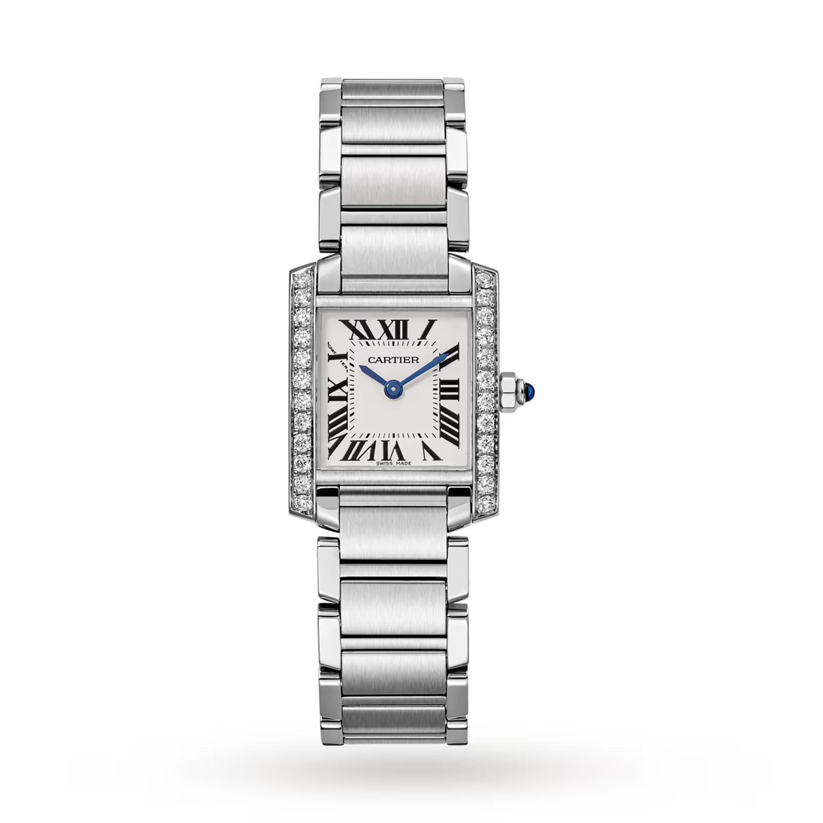 Ex-Display Cartier Tank Francaise Small Model, Movement, Steel, Diamonds 20mm Quartz Ladies Watch