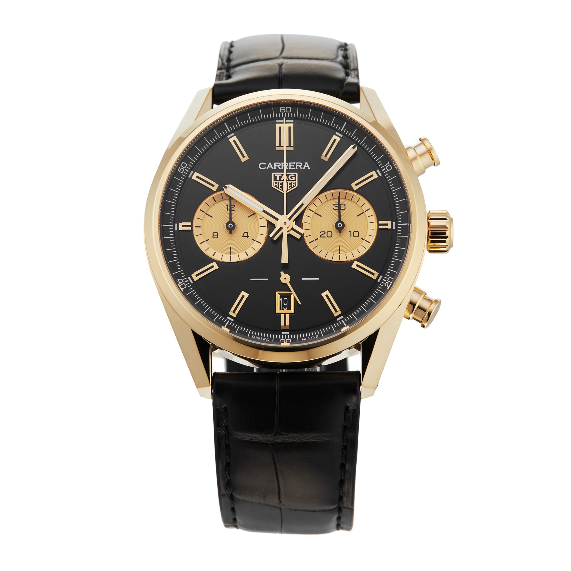 Pre-Owned TAG Heuer Gold Carrera Chronograph 42mm Mens Watch Pre-Owned TAG Heuer Gold Carrera Chronograph 42mm Mens Watch