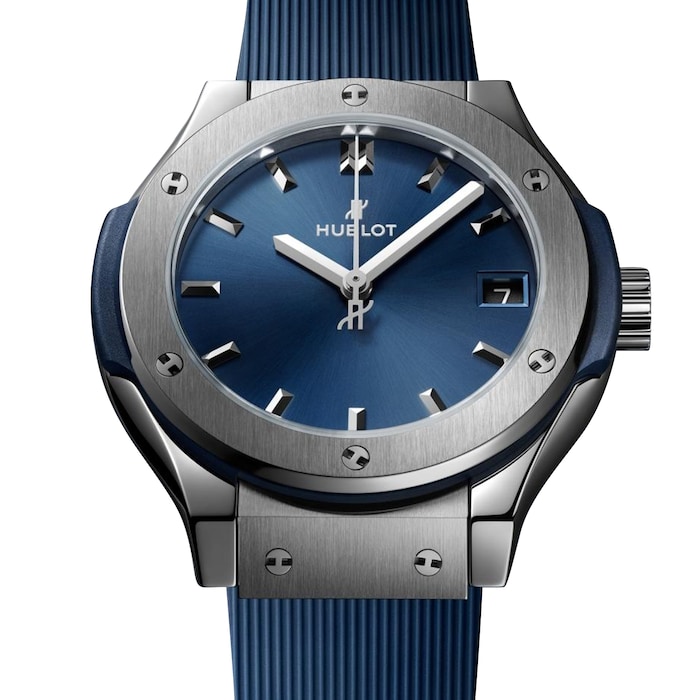 Pre-Owned Hublot Classic Fusion Titanium Blue Ladies Watch 581.NX.7170.RX