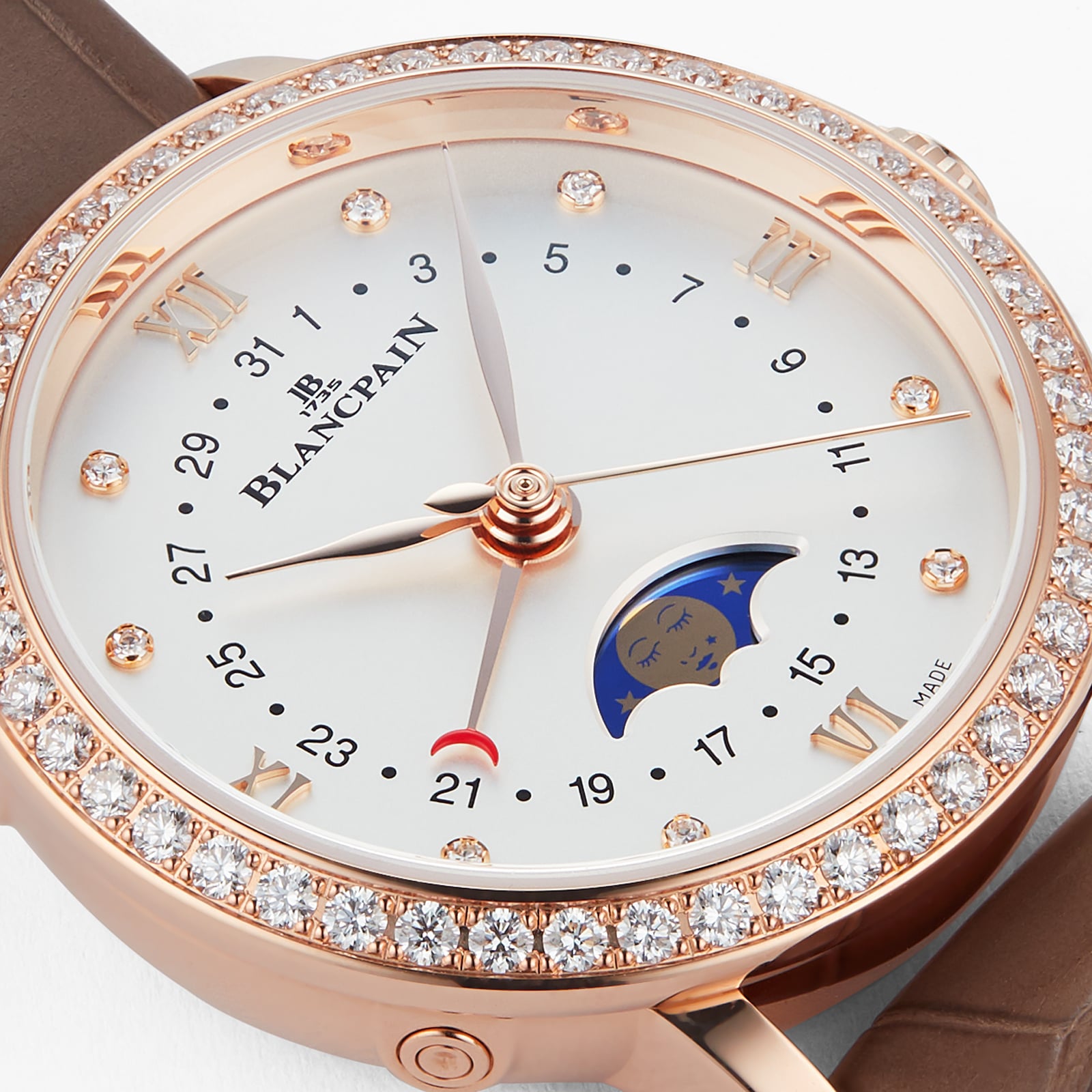 Ex-Display Blancpain Villeret Quantieme Phases de Lune 29mm Automatic Mens Watch White