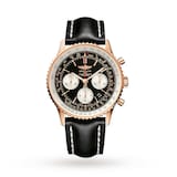 Pre-Owned Breitling Navitimer Automatic 18ct Red Gold Leather Strap 43mm Mens Watch