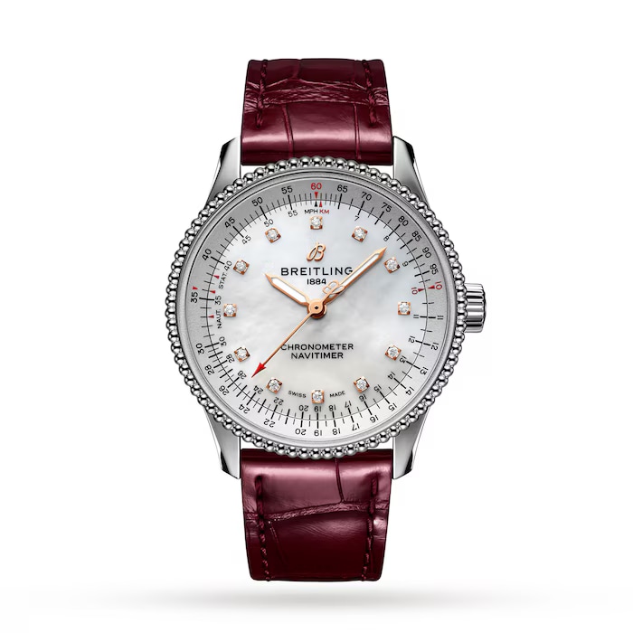 Pre-Owned Breitling Navitimer Automatic 35 Leather Strap Watch
