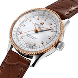 Pre-Owned Breitling Navitimer Automatic 35 Stainless Steel & 18k Red Gold Leather Strap Watch
